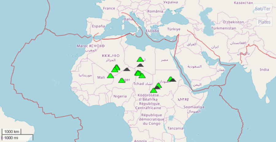 Map of N. Africa volcanoes
