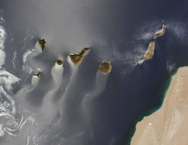 Mission: Atlantis picture. Satellite view of Canary Islands and NW Africa.